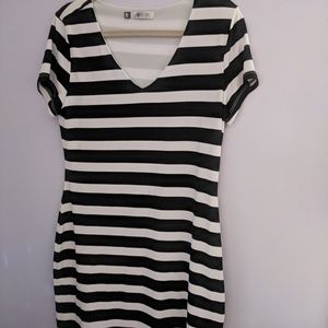 Black and white aline striped dress